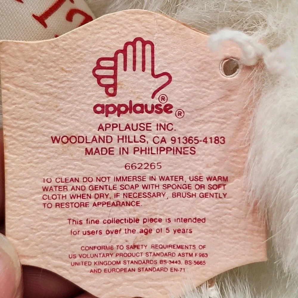 Vintage‎ 1990 Robert Raikes Cupid Bear Angel Wings Wood Face Plush With Tag 9